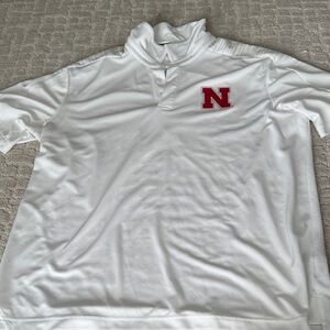 Adidas University of Nebraska White Polo Shirt with Red Logo